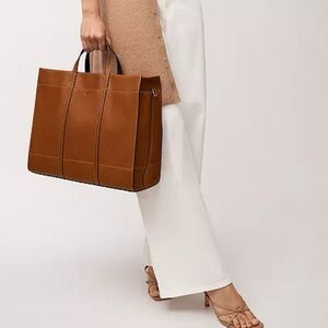 Fossil Women's Carmen Shopper  Cognac Leather Bag Tote Purse (ZB7890)